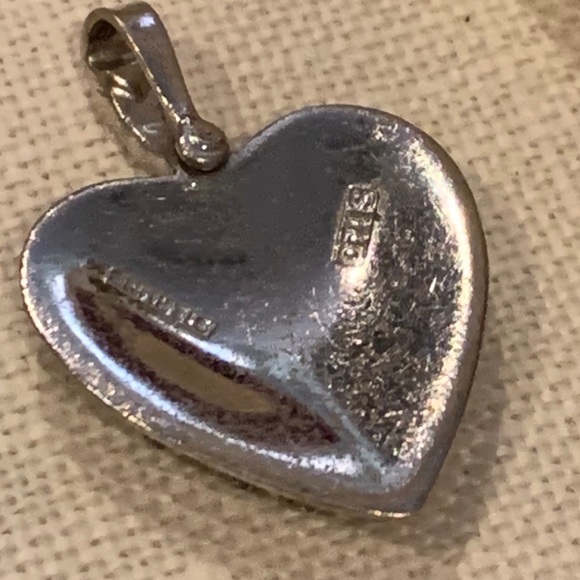 Vintage Sterling Crystal Encrusted Heart Pendant - Picture 3 of 3
